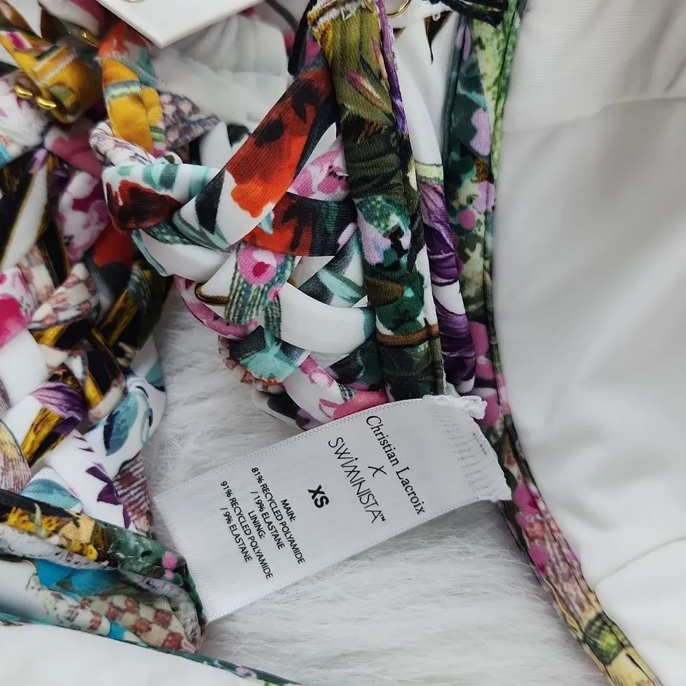 Swiminista $210 Christian Lacroix Joy Bikini Top & Classy Bottom Swimsuit SET XS